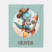 Schattigee ruimte Cowboy Dino Riding Space Rocket Fleece Deken (Voorkant)