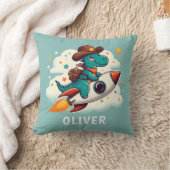 Schattigee ruimte Cowboy Dinosaurus Riding Rocket Kussen (Deken)