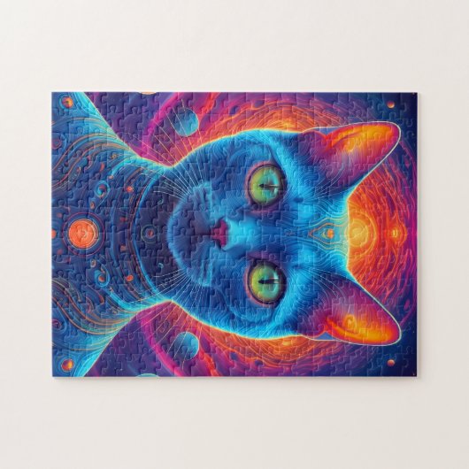 Schattigee ruimte kat astronaut legpuzzel (Horizontaal)