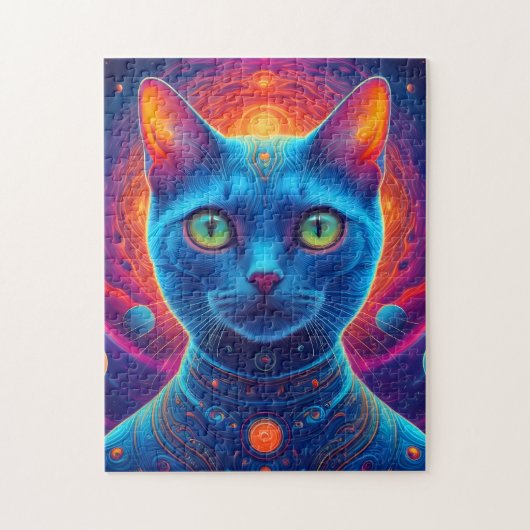 Schattigee ruimte kat astronaut legpuzzel (Verticaal)