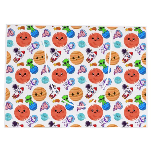 Schattigee Ruimte Patroon Gift Bag Groot Cadeauzakje (Achterkant)