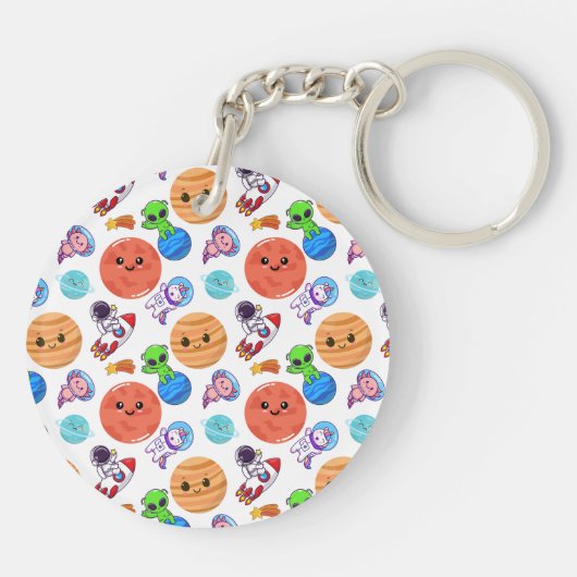 Schattigee ruimte thema gepersonaliseerd sleutelhanger (Achterkant)
