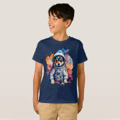 Schattigee ruimtehond astronaut puppy t-shirt (Voorkant volledig)