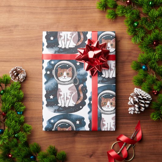 Schattigee ruimtekat astronaut cadeaupapier (Feestdagen Geschenken)