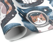 Schattigee ruimtekat astronaut cadeaupapier (Rol Hoek)
