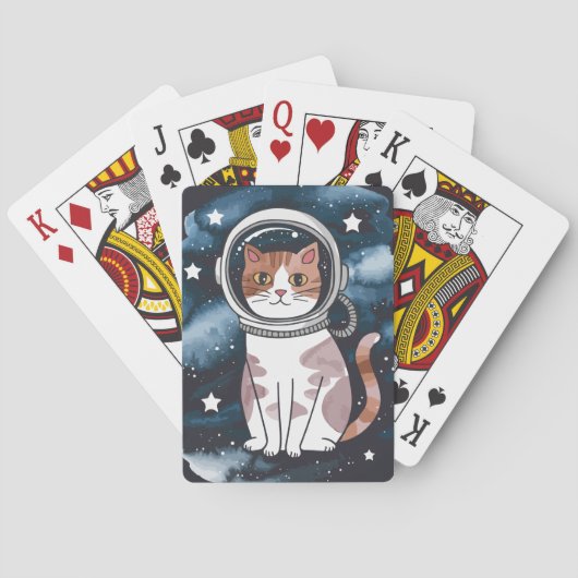 Schattigee ruimtekat astronaut pokerkaarten (Achterkant)