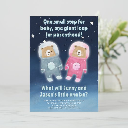 Schattigee ruimtethema-gender onthult astronaut-Be Kaart (Staand voorkant)