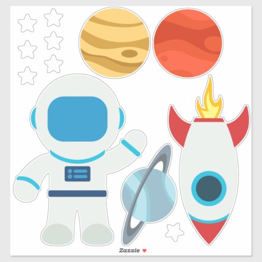 Schattigee ruimtevaart astronaut raketschip thema sticker (Vel)