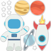 Schattigee ruimtevaart astronaut raketschip thema sticker (Voorkant)