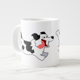 Schattigee Running Cartoon Border Collie Jumbo Mok