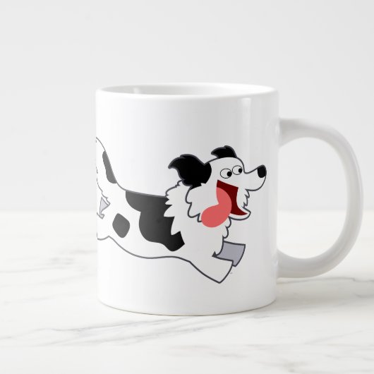 Schattigee Running Cartoon Border Collie Jumbo Mok (Rechts)