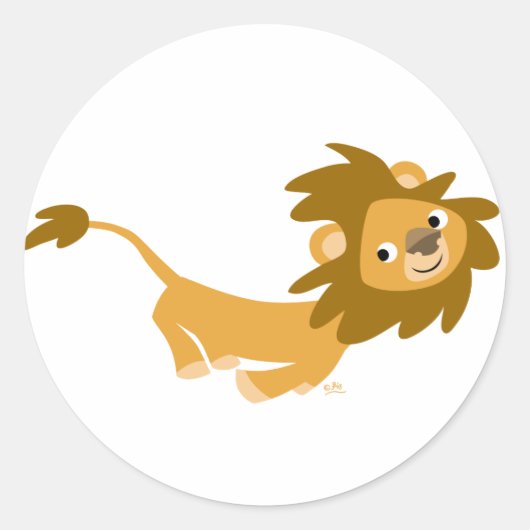 Schattigee Running Lion ronde sticker (Voorkant)