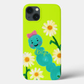 Schattigee rups en madeliefjes gepersonaliseerd Case-Mate iPhone case (Achterkant)