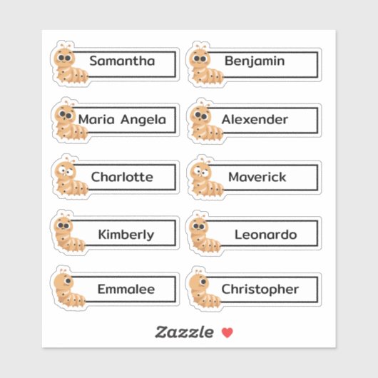 Schattigee rupsen Multiple Name Stickers (Vel)