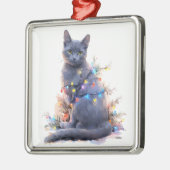 SCHATTIGEE RUSSISCHE BLAUWE KAT KERSTVAKANTIE LICH METALEN ORNAMENT (Links)