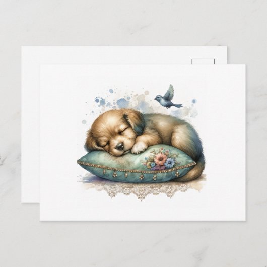 Schattigee Rustgevende Puppy Briefkaart (Voorkant / Achterkant)