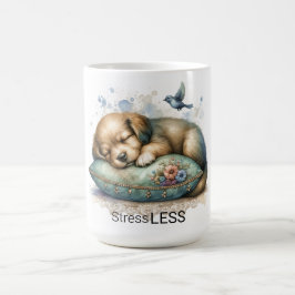 Schattigee rustgevende puppy stress minder koffiemok