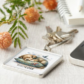 Schattigee rustgevende puppy stress minder Sleutel Sleutelhanger (Zijkant)