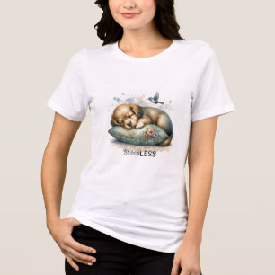 Schattigee rustgevende puppy stress minder Tri-Blend shirt