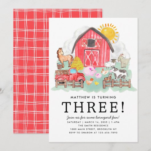 Schattigee rustieke Barnyard Dieren Kinder Boerder Kaart (Voorkant / Achterkant)