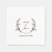 Schattigee Rustieke Bloemenkrans Zwart-wit bruilof Servet (Voorkant)