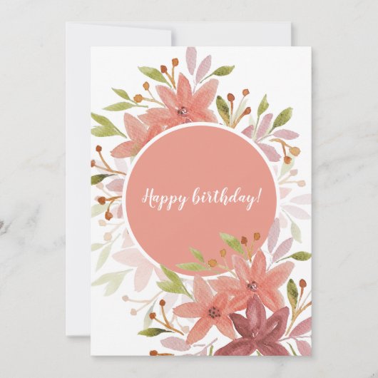 Schattigee rustieke bloementerracotta blush kaart (Voorkant)