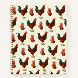 Schattigee rustieke boerderij Waterverf Haan Kip Notitieboek