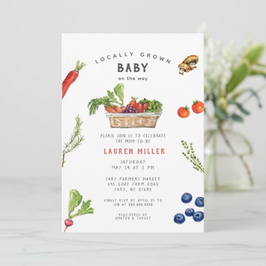 Schattigee rustieke boeren markt Baby shower Kaart (Staand voorkant)