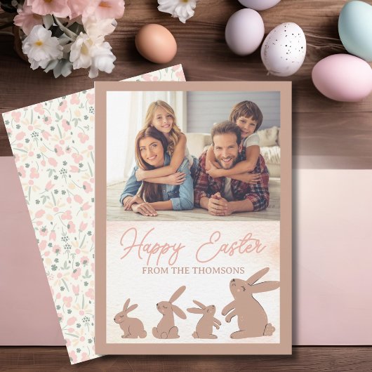 Schattigee rustieke Boho Bunny Happy Easter Blessi Feestdagenkaart