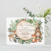 Schattigee rustieke bosdieren twin Baby shower Kaart (Staand voorkant)