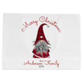 Schattigee rustieke familienaam vrolijke kerstgnoo groot cadeauzakje (Achterkant)