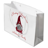 Schattigee rustieke familienaam vrolijke kerstgnoo groot cadeauzakje (Achterkant Gekanteld)