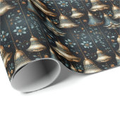 Schattigee rustieke feestelijke kerstbellen cadeaupapier (Rol Hoek)