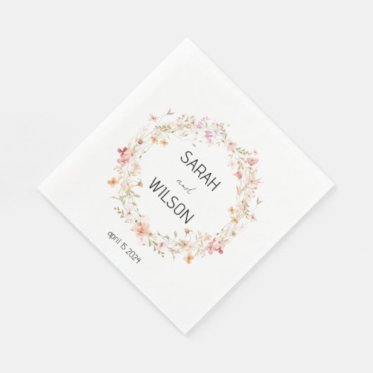 Schattigee rustieke gele weide bloemenkrans bruilo servet (Hoek)