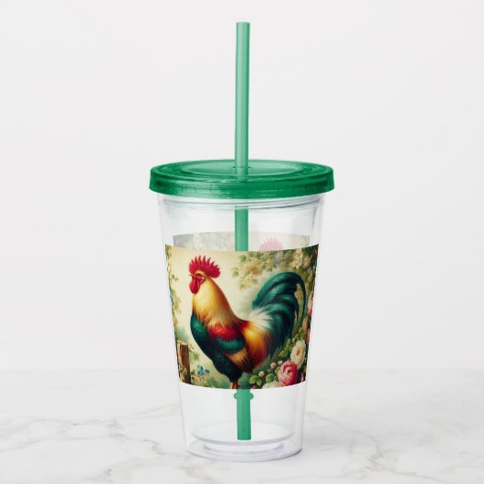 Schattigee rustieke/ haan acryl drinkbeker (Voorkant)