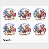 Schattigee rustieke haan Boerderij thema kerst Ronde Sticker (Vel)