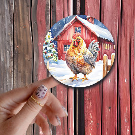 Schattigee rustieke haan Boerderij thema kerst Ronde Sticker