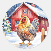Schattigee rustieke haan Boerderij thema kerst Ronde Sticker (Voorkant)
