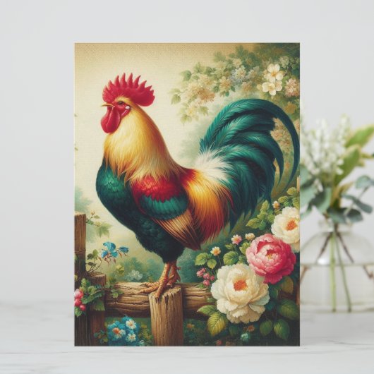 Schattigee rustieke/ haan feestdagenkaart (Staand voorkant)