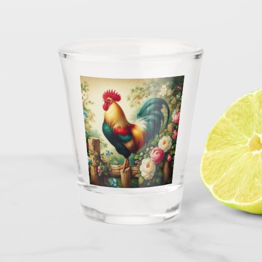 Schattigee rustieke/ haan shot glas (Voorkant)