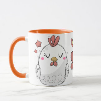 Schattigee Rustieke Hand getrokken Kippen Koffie Mok