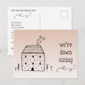 Schattigee rustieke huisje downsizing adreswijzigi aankondigingskaart (Voorkant / Achterkant)
