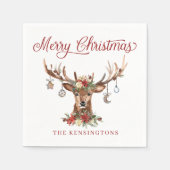 Schattigee rustieke kerst rendieren Ornamenten Servet (Voorkant)