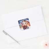 Schattigee rustieke kerstvarken en -schuur vierkante sticker (Envelop)