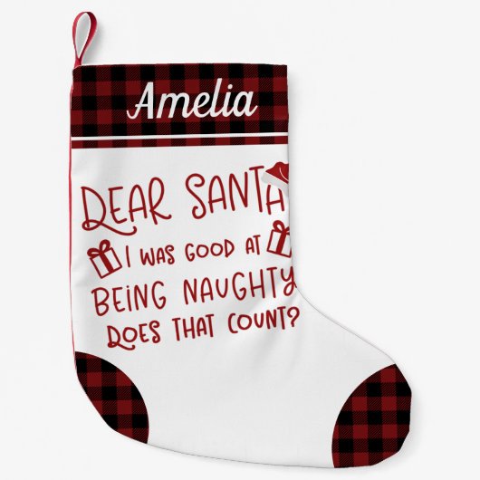Schattigee rustieke patroongrappige brief aan de k kleine kerstsok (Voorkant)