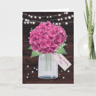 Schattigee Rustieke Roze Hydrangea Moeder Verjaard Kaart