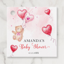 Schattigee rustieke teddybeer hart ballon Baby sho Bedankjes Labels