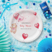 Schattigee rustieke teddybeer hart ballon Baby sho Papieren Bordje (Feest)