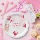 Schattigee rustieke teddybeer hart ballon Baby sho Papieren Bordje (Feest)