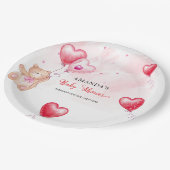 Schattigee rustieke teddybeer hart ballon Baby sho Papieren Bordje (Gekanteld)